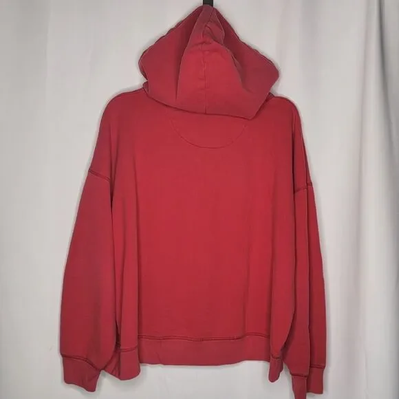 American Eagle Y2K Red White Spell Out Cozy Heavy Hooded Sweatshirt Pocket - Picture 9 of 13